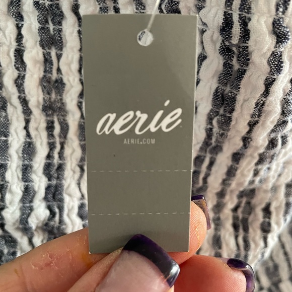 Aerie Strapless Blue and White Striped Jumpsuit - Picture 2 of 5